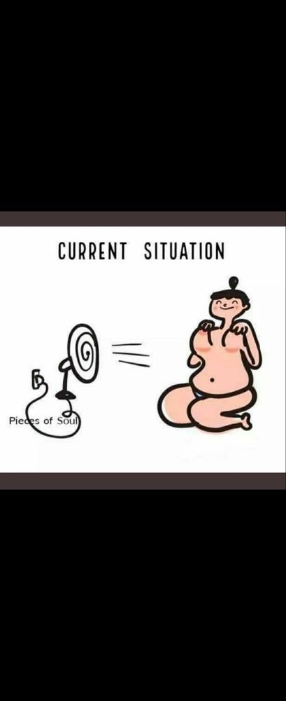 Woman sitting in front of fan holding up her breasts.