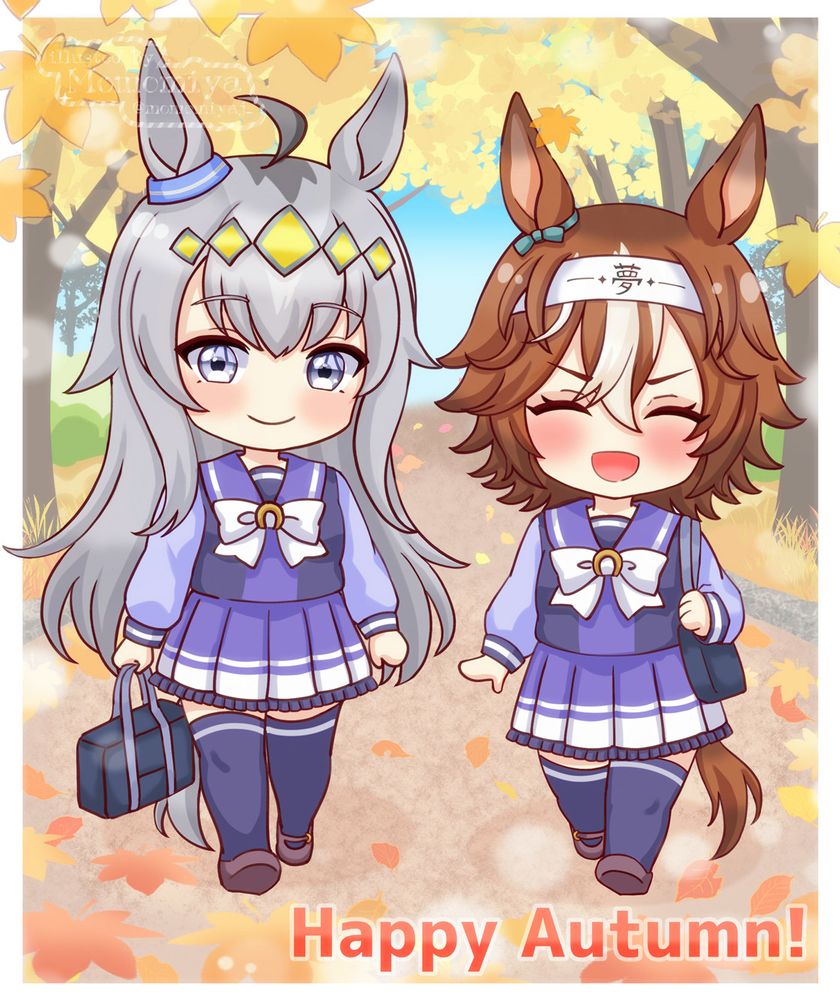 バンブーメモリー×オグリキャップ　
この二人公式のダンスイベントで一緒に踊ってるのにPIXIVで一件も無かったんですぜ…だから描きました🐎