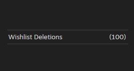 A stat screenshot showing 100 wishlist deletions