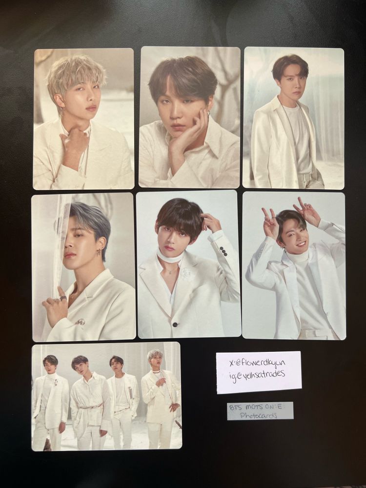 bts mots on:e photocards - namjoon, yoongi, jhope, jimin, taehyung, jungkook, unit 