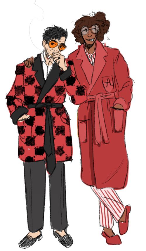 Z and Julien, ocs, dressed in vintage men’s night robes 