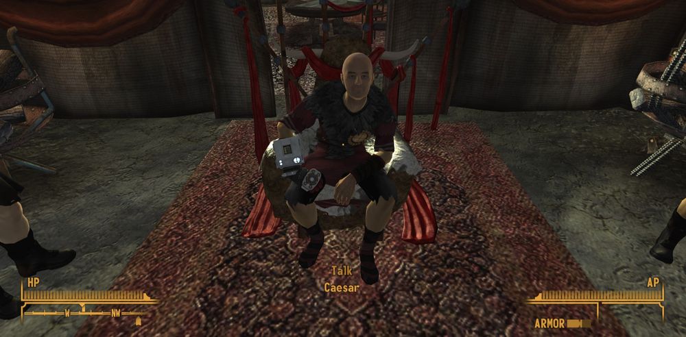 screenshot of caesar on his throne in fallout new vegas