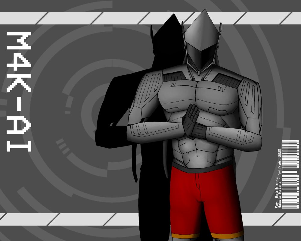 Art of M4K-AI (by @rainsparkz.bsky.social) on an grey background