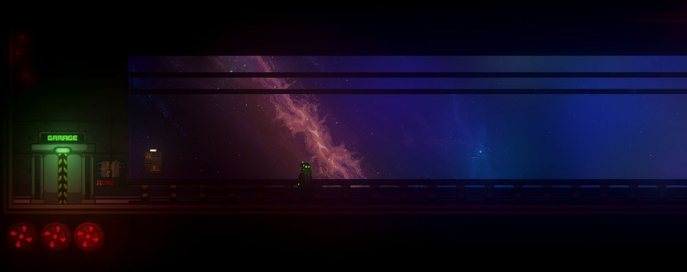 A large open window looking out into space, with the player character "Viper" standing in front of it.