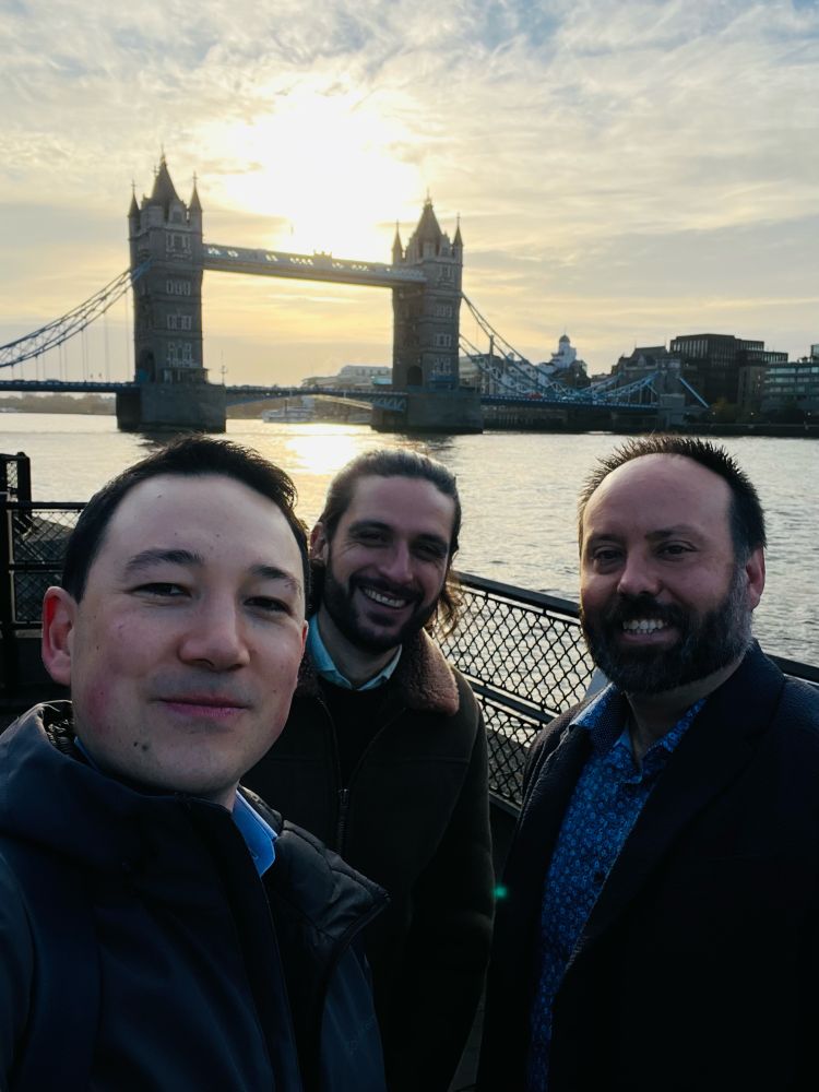 The speaker in front of Tower Bridge in London
