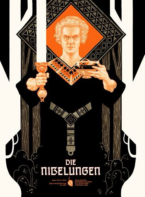 Part 1 of Fritz Lang’s epic Die Nibelungen.  Siegfried stand before us sword in one hand, wine cup accepted as if swearing an oath (which he is)