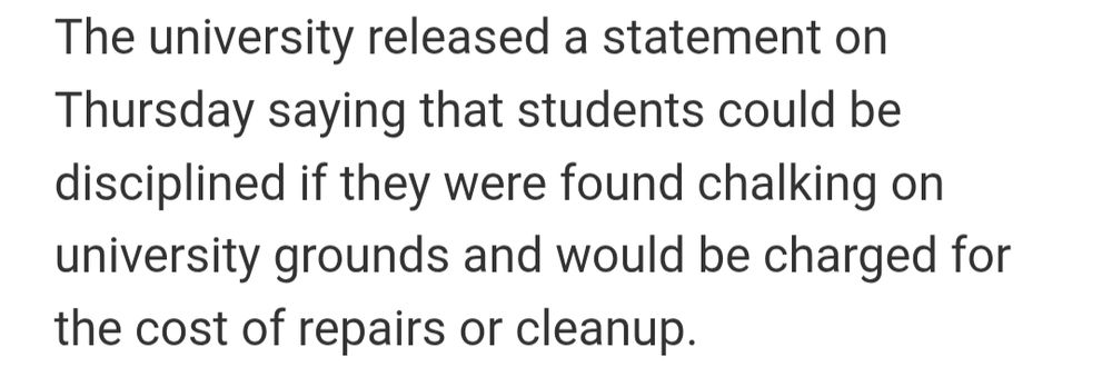 OSU statement says that students caught chalking on campus could be charged for the cost of repairs or cleanup.