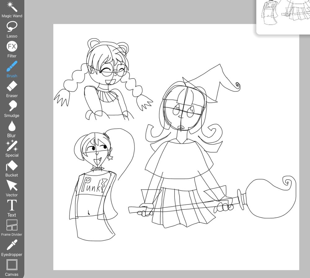 Three magical girls: one is a witch, one is based off of Teddy bears, and one is a rocker with the word “punk” on her top