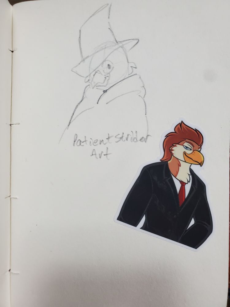 Nefarious wizbirb + business birb sticker