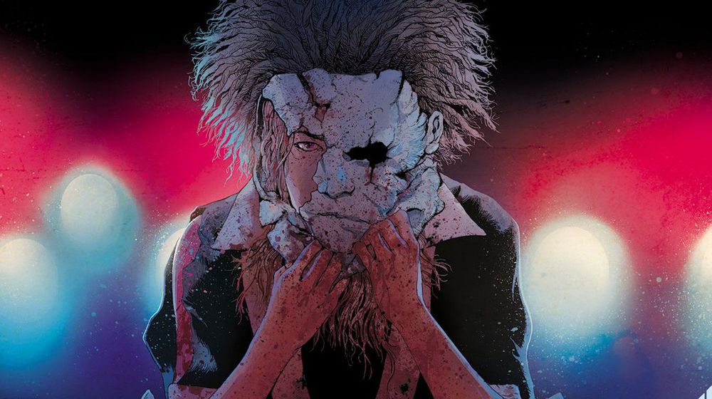 Laurie puts on her brother's tattered mask, surrounded by police lights, and stares at you.

Art by Robert Sammelin