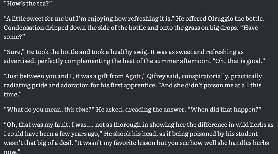 Screenshot of a fanfic in progress 