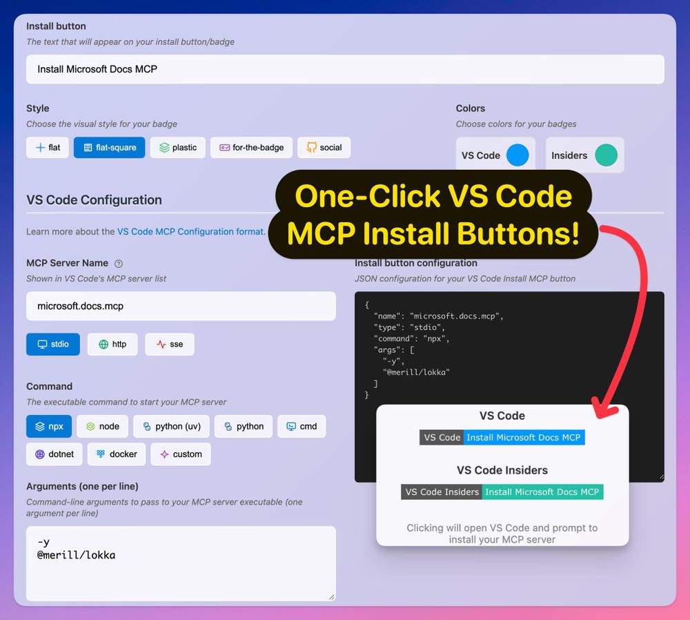 Screenshot of VS Code one click instsall button
