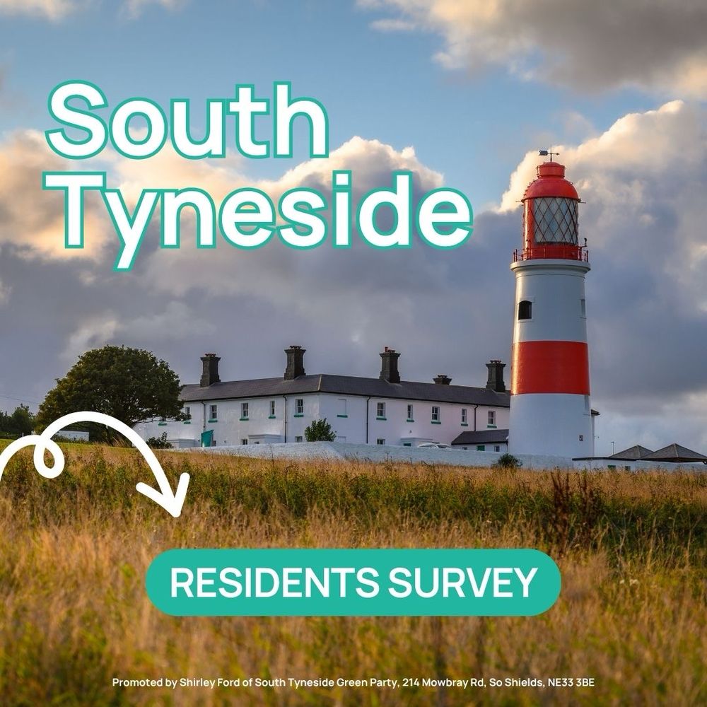 Photo of Souter lighthouse at Whitburn - red and white lighthouse with white building attached. With words ‘South Tyneside Residents Survey’ 

https://forms.gle/HFZHQ32FYC3VJueP8