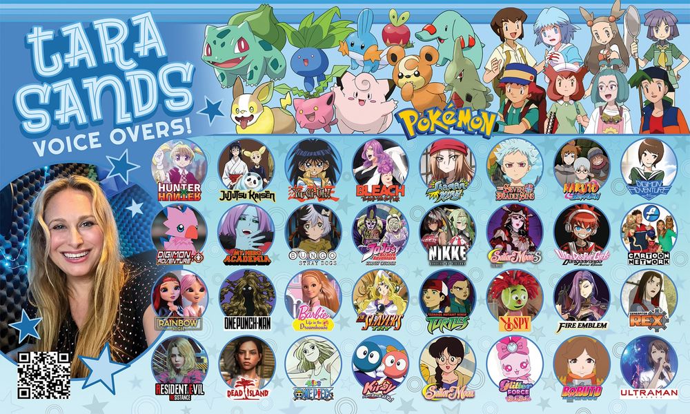 Tara Sands voice actor banner design that I made, 2025 version