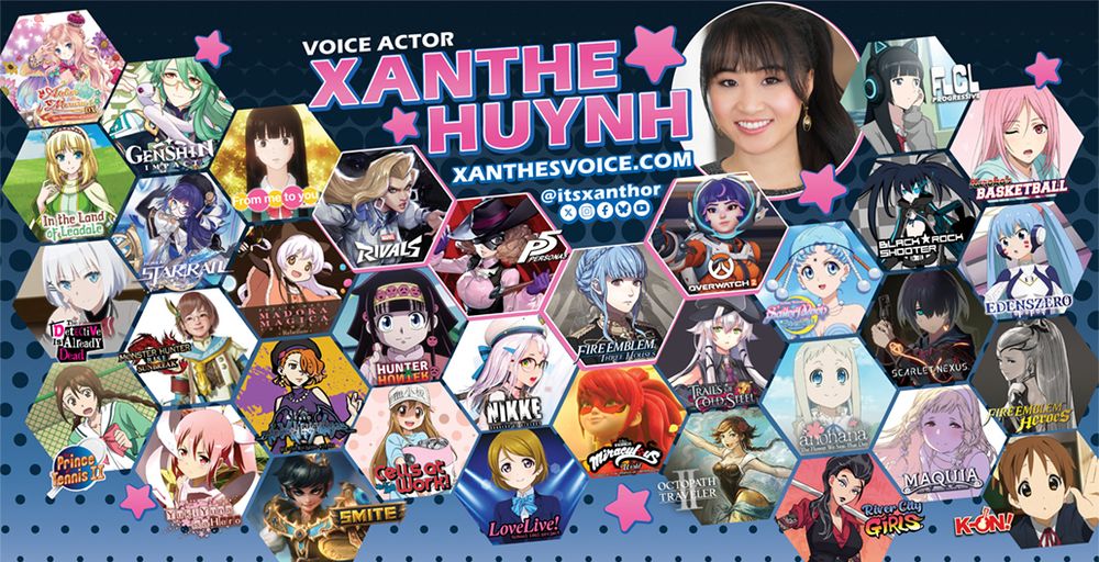 Xanthe Huynh voice actor banner design that I made, 2025 version
