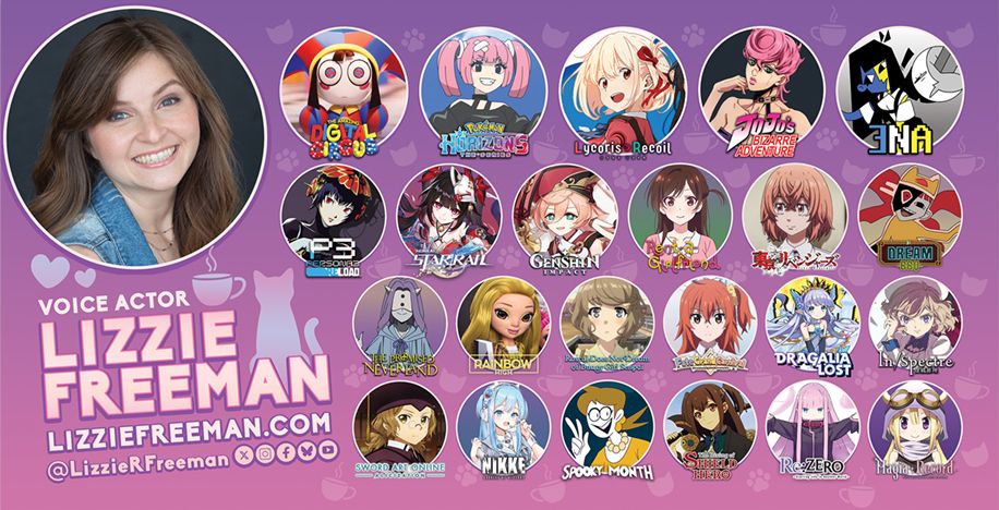 Lizzie Freeman voice actor banner design that I made