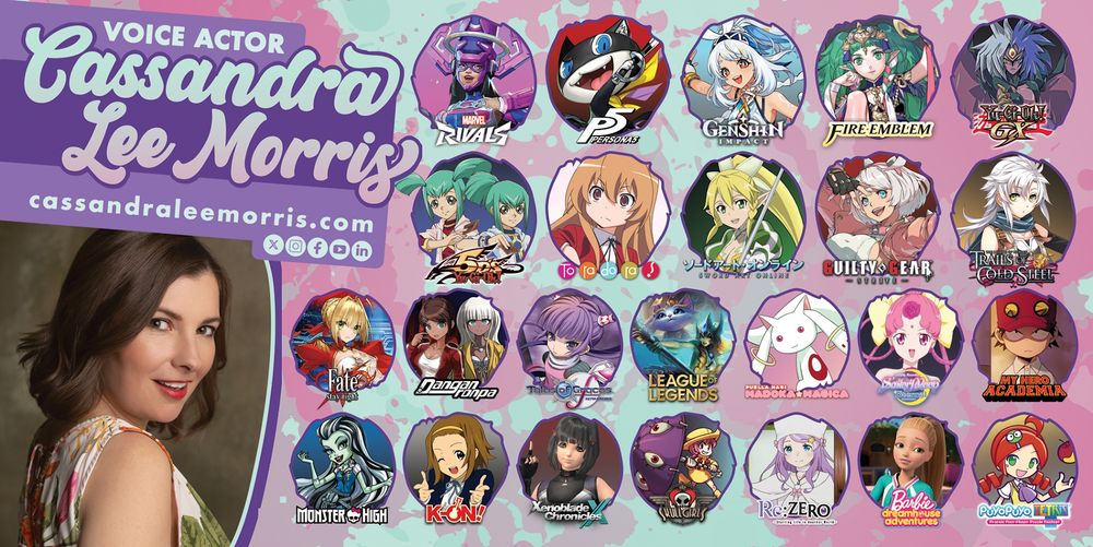 Cassandra Lee Morris voice actor banner design that I made