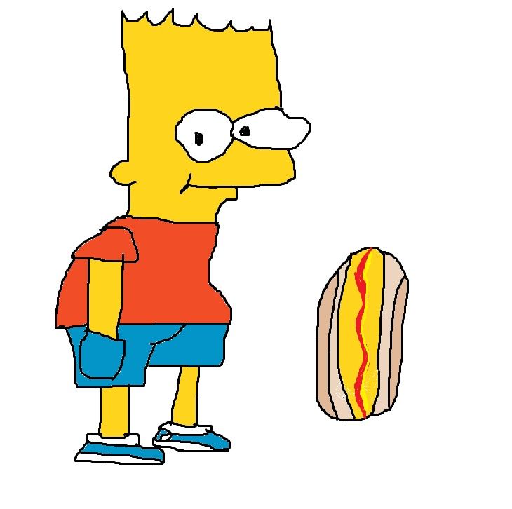 Prompt was Bart Simpson with his Willy out. Drew Bart next to a corndog in a bun instead.
