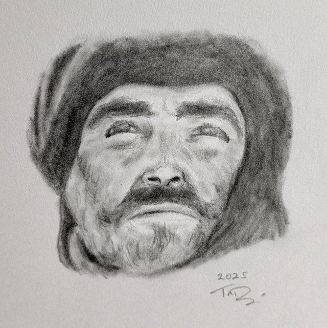 My pencil portrait of Sean Connery as Raisuli from the 1975 film, 'The Wind and the Lion'.

Bearded man in a dark turban looking up.