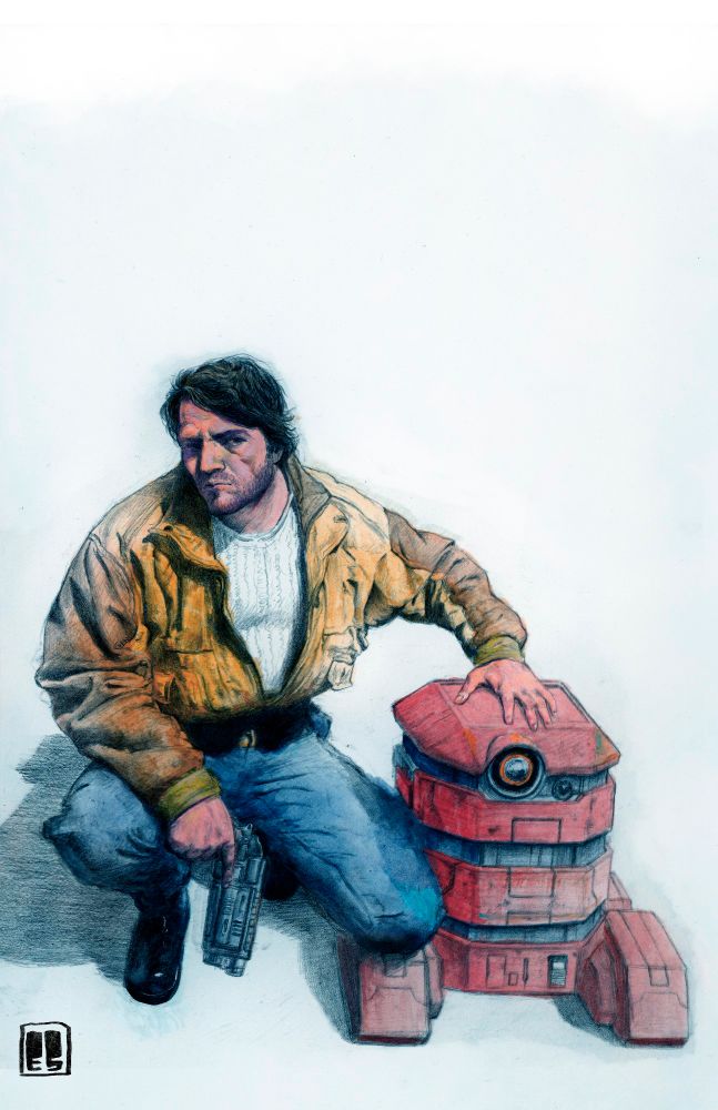 Cassian Andor hanging out with his lil' robot son B2EMO
