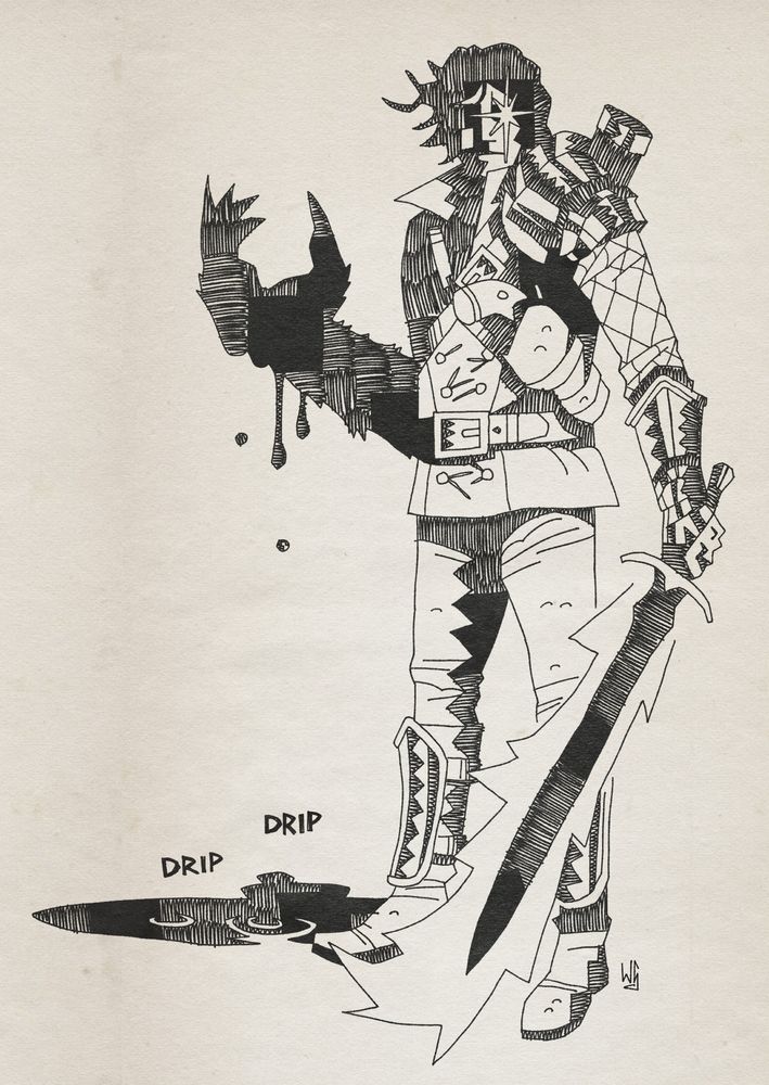 The blood hunter without the coat in black and white.
