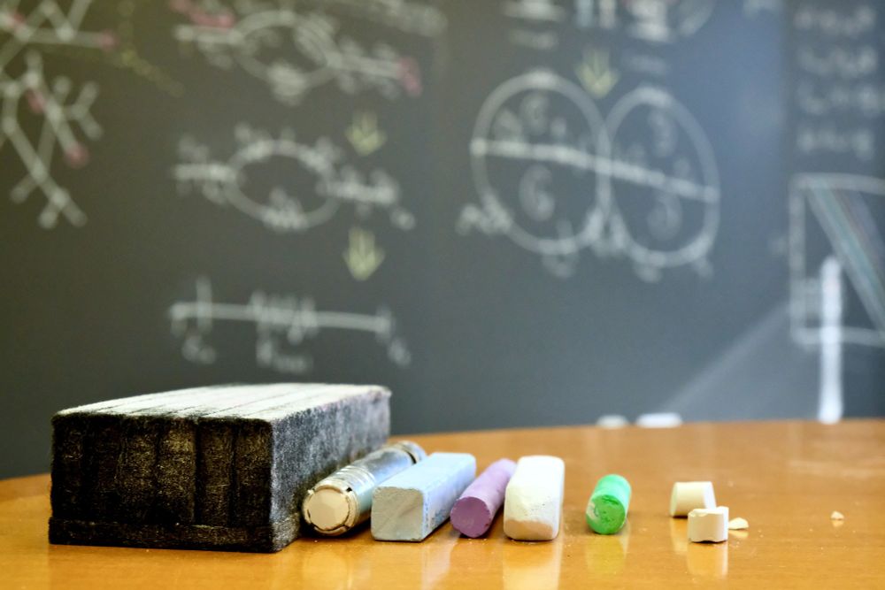 chalk + chalkboard with diagrams