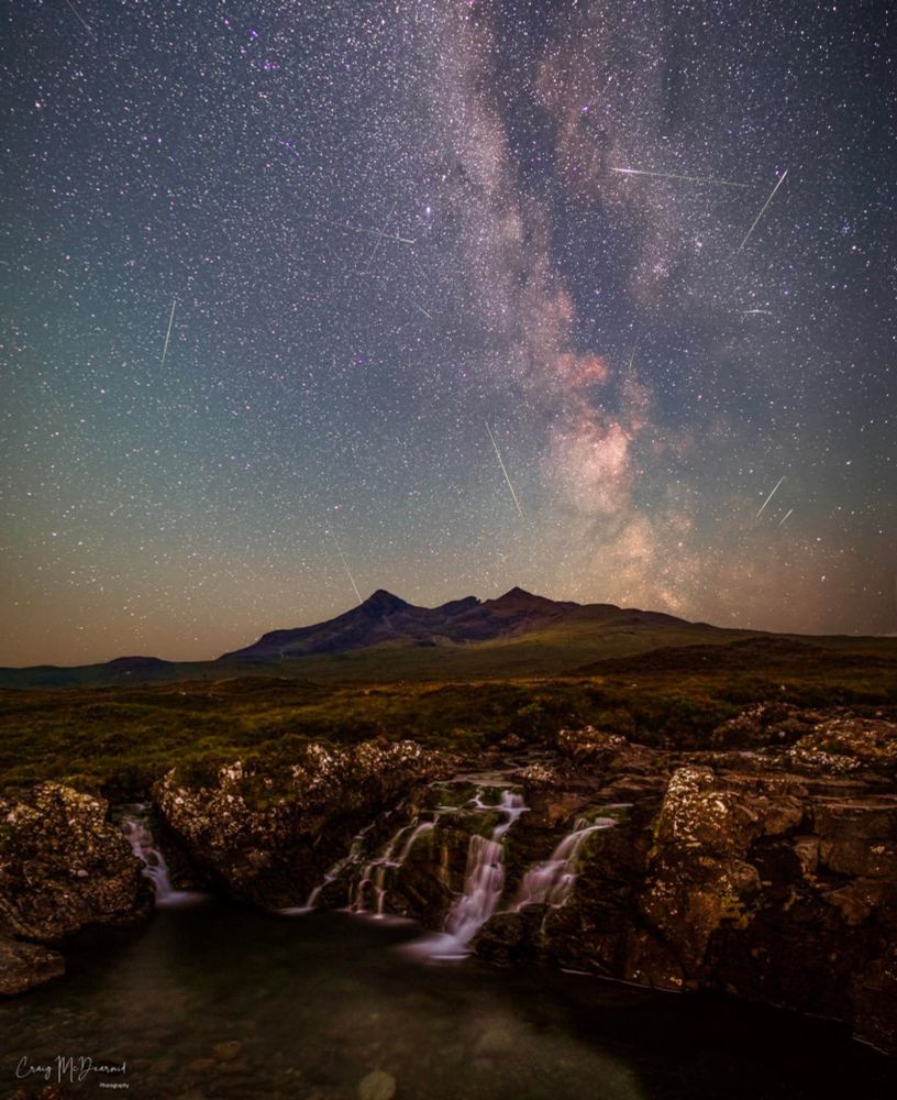 Milky way and Meteors over the Cuillin of Skye.