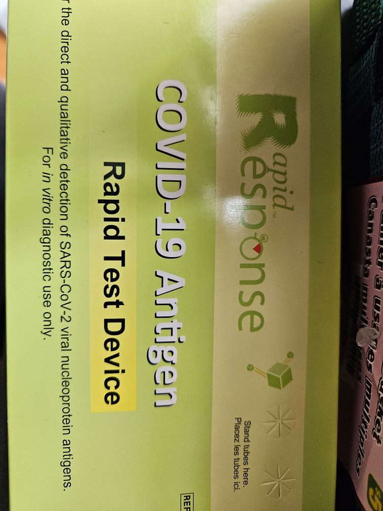 Picture of rapid response covid antigen test box 