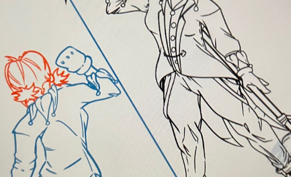 Lineart of an amazing digital circus and soul eater crossover 