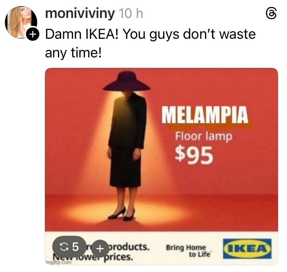 Mélanie trump en pub Ikea pour un abat-jour 