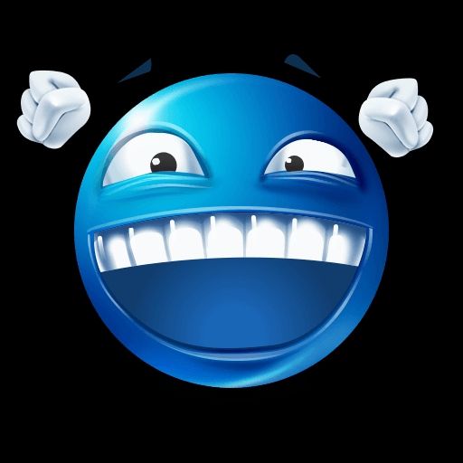 A blue happy and cheering emoji PNG.
