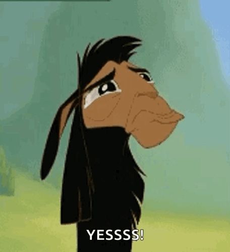 a cartoon llama from the emperor 's new groove is making a funny face and saying yesss .