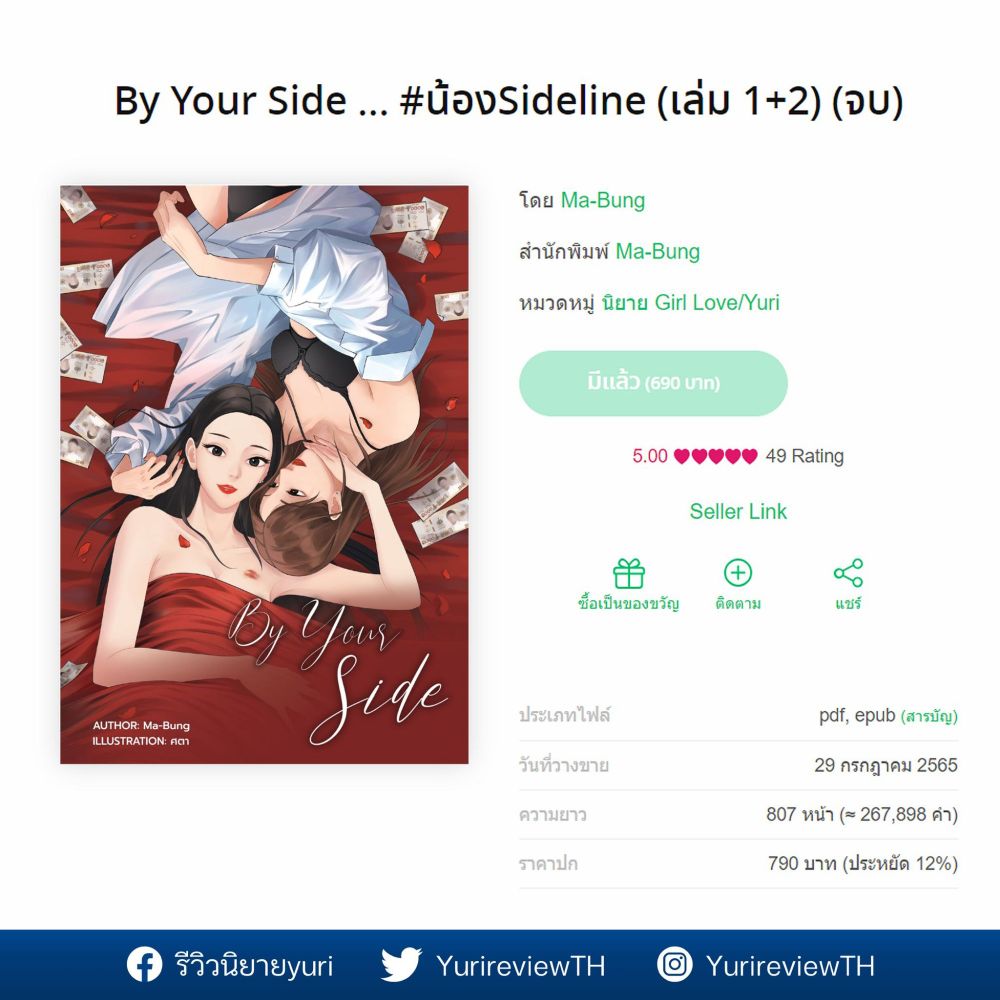 รีวิวนิยายyuri - #รีวิว By Your Side #น้องsideline
✏...