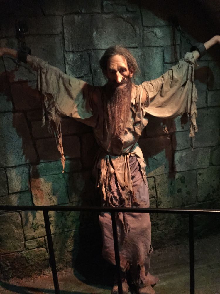Diorama of a tortured man in a dungeon, part of the Crime and Punishment in the Dark Age exhibit, on display at the National Museum of Crime & Punishment, Washington, D.C.