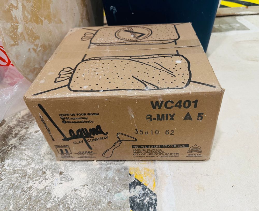 My last box of cone 5 white stoneware clay. 