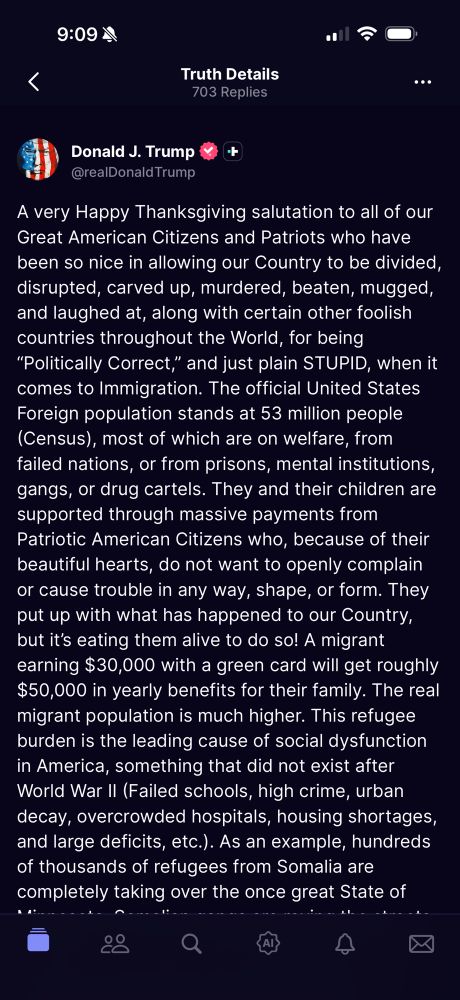 Deranged Mango Mussolini Truth Social Post