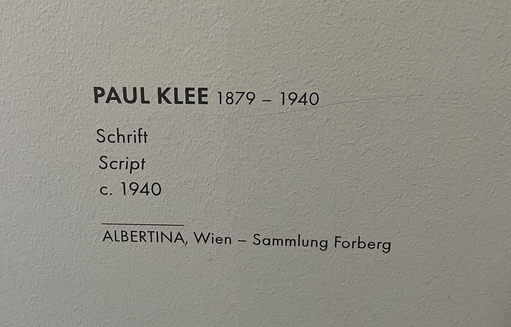 PAUL KLEE 1879 - 1940
Schrift
Script
c. 1940
ALBERTINA, Wien - Sammlung Forberg