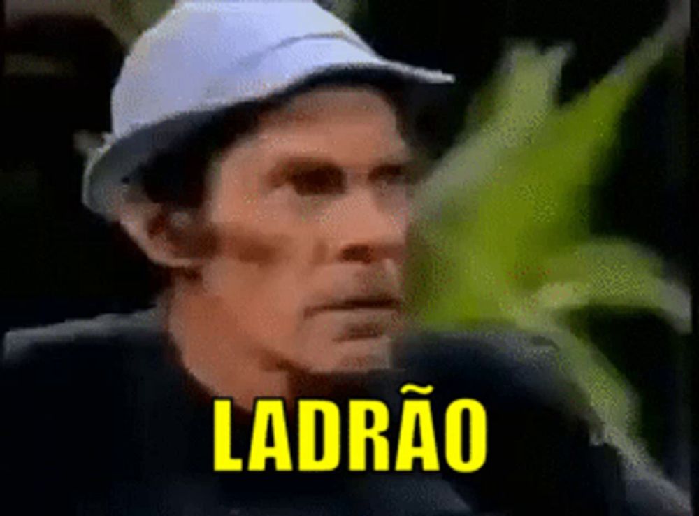 a man in a white hat says ladrao in yellow