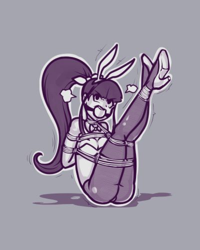 Cecily as a bound bouncy bunny