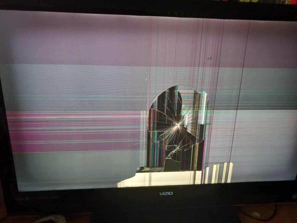 I made a big mistake and shattered my entire TV screen while playing Fortnite cause a kid killed me and teamed up with a bot. Oops.