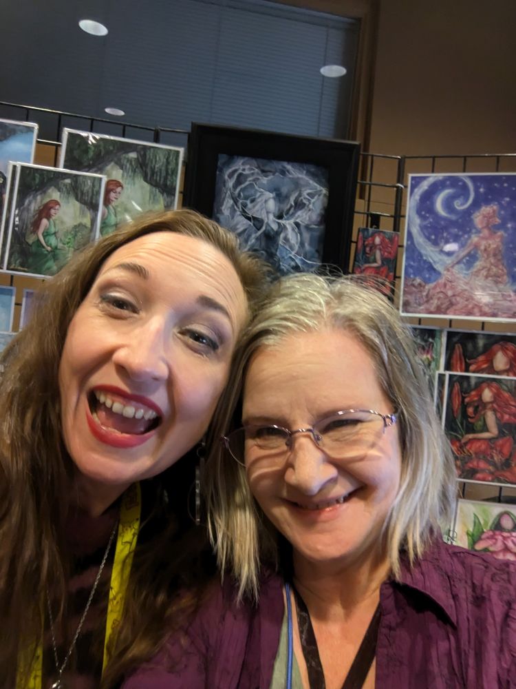 Elysia Gallo and I in front of my Harmony Goddess booth.