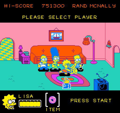 NES style mockup of a Simpsons character select screen