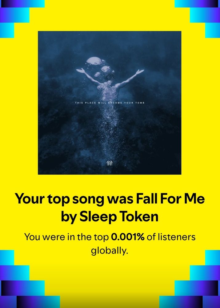 Spotify Wrapped: Your top song was Fall For Me by Sleep Token
You were in the top 0.001% of listeners globally.