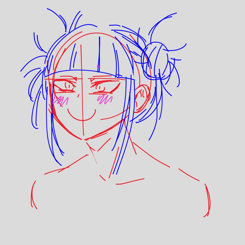 Simple drawing of a Toga Himiko bust