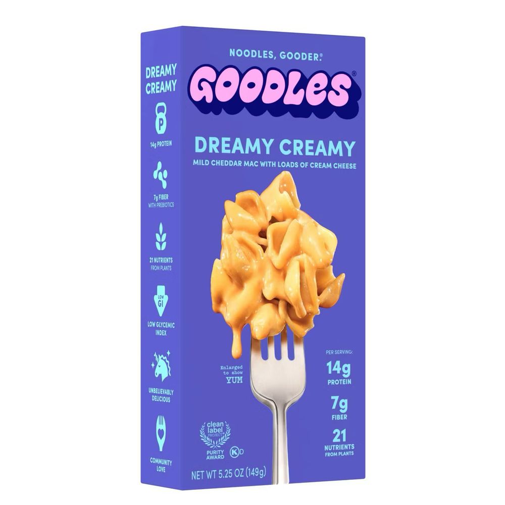package of Goodles Dreamy Creamy mac n cheese box