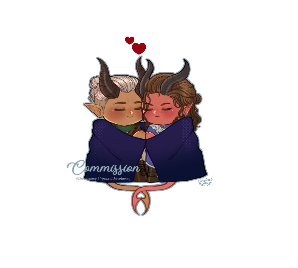 Comm for Synne of Rolan and Dammon from bg3, under a blanket♥