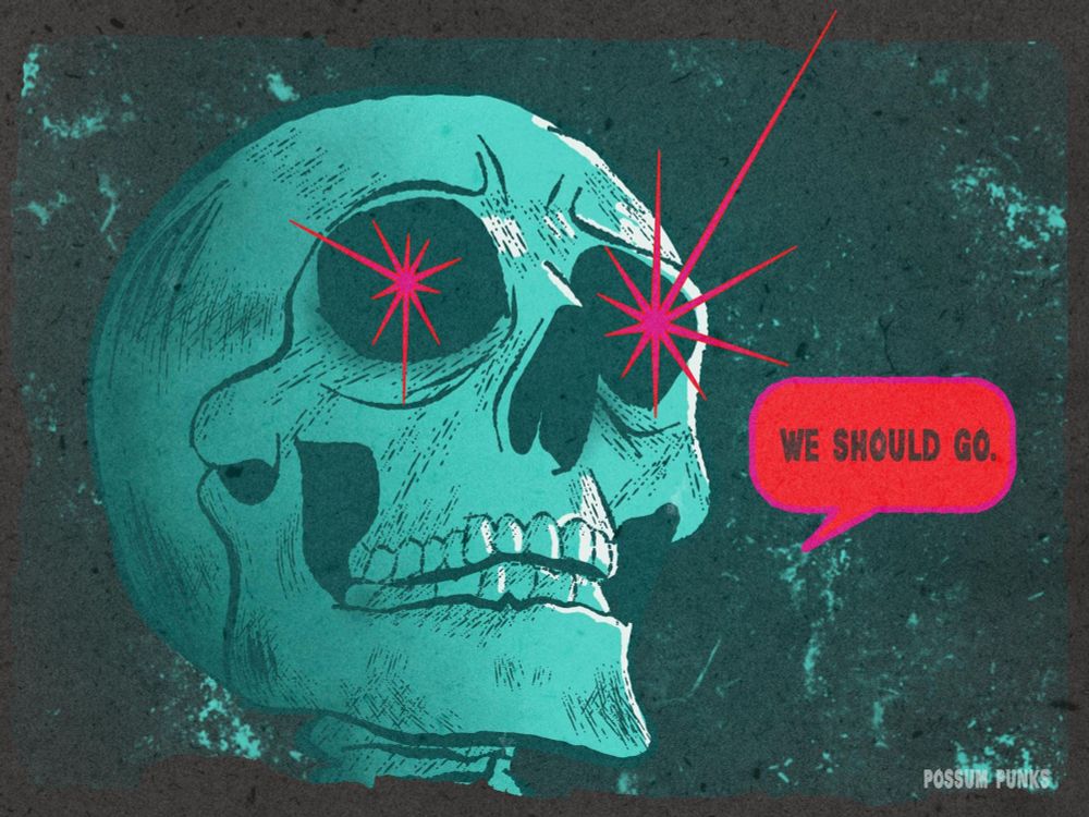 Nervous skeleton saying "we should go."