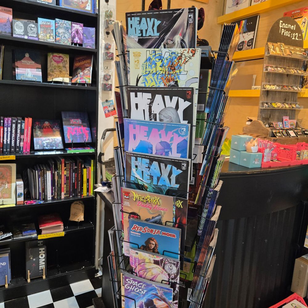 Spinner rack of single issues and magazines 