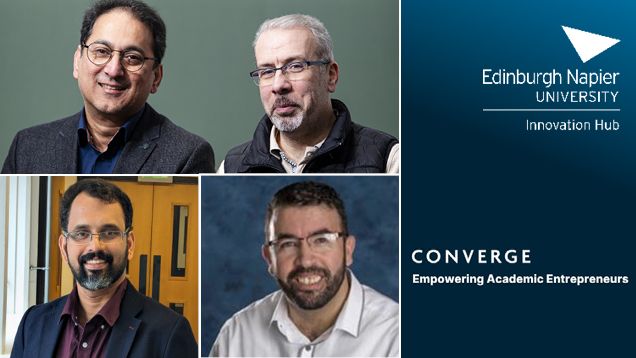 Portraits of Dr Zakwan Jaroucheh, Nanik Ramchandani, Dr Abdel Fateh Kerrouche, and  Dr Libu Manjakkal