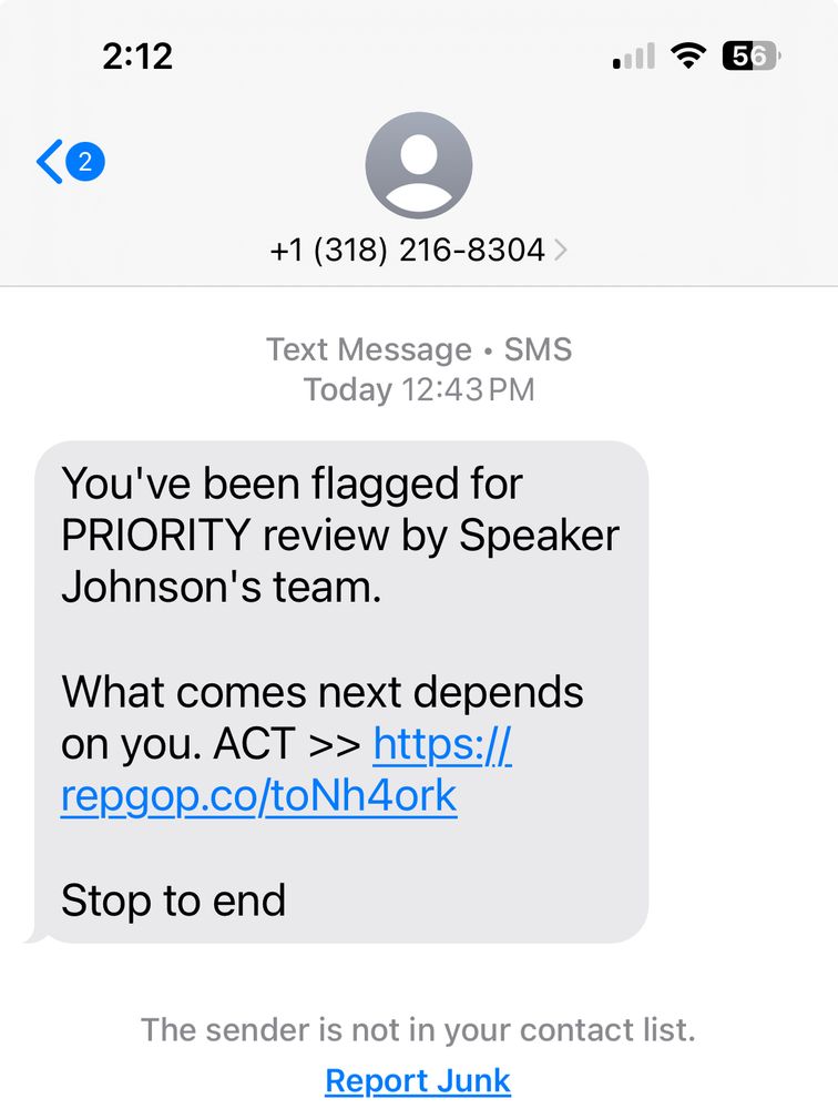 A threatening robotext from the GOP 